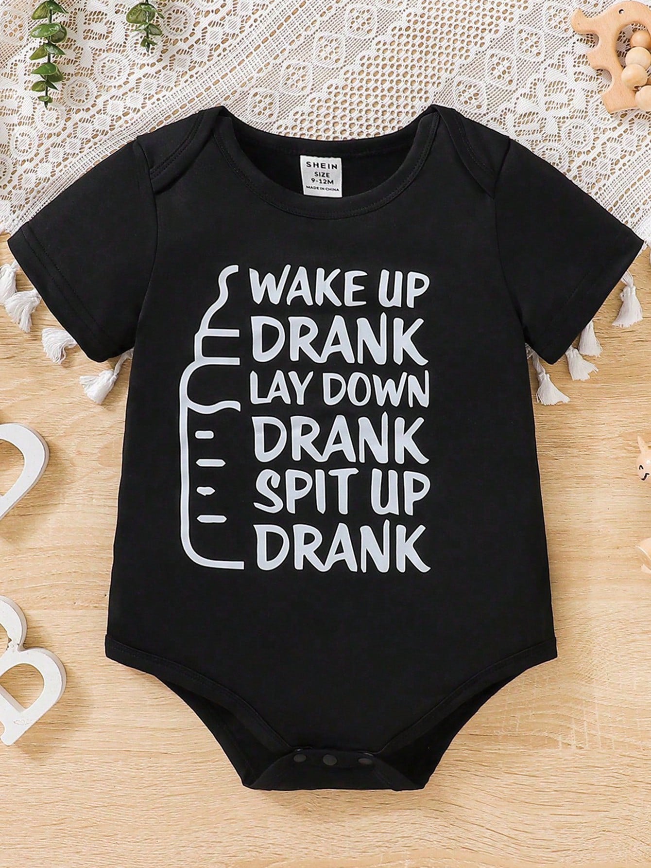 Baby Boys Casual Everyday Versatile Cute & Fun Slogan Print Soft Comfortable Knit Bodysuit  Suitable For Wear And Outdoor Activities  Spring/Summer