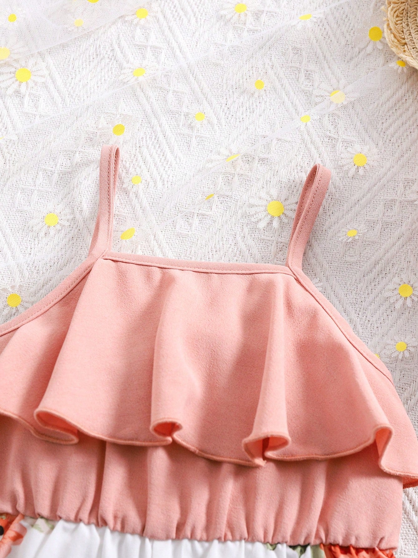 Baby Girl Cute Floral Print Sleeveless Jumpsuit, Summer