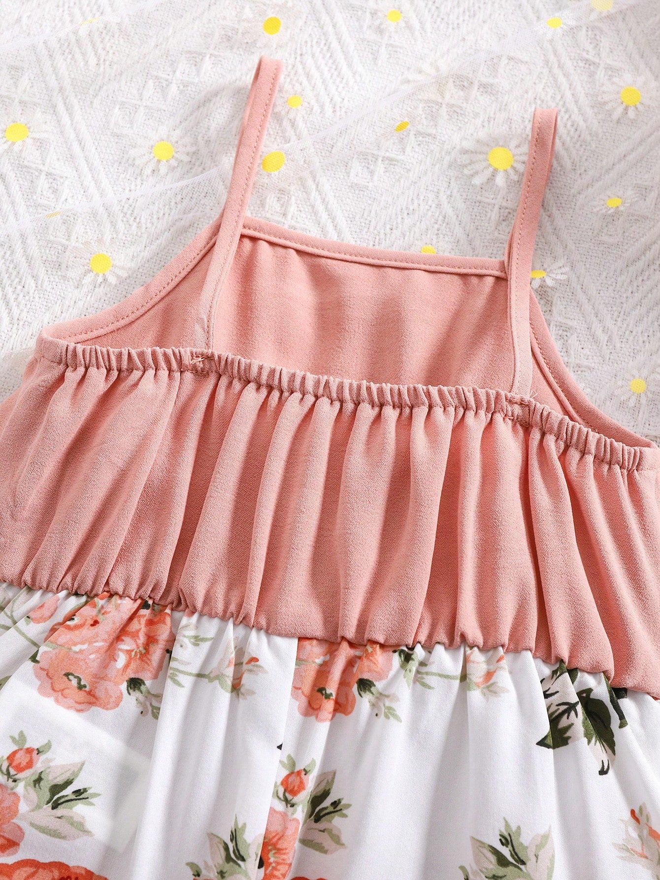 Baby Girl Cute Floral Print Sleeveless Jumpsuit, Summer