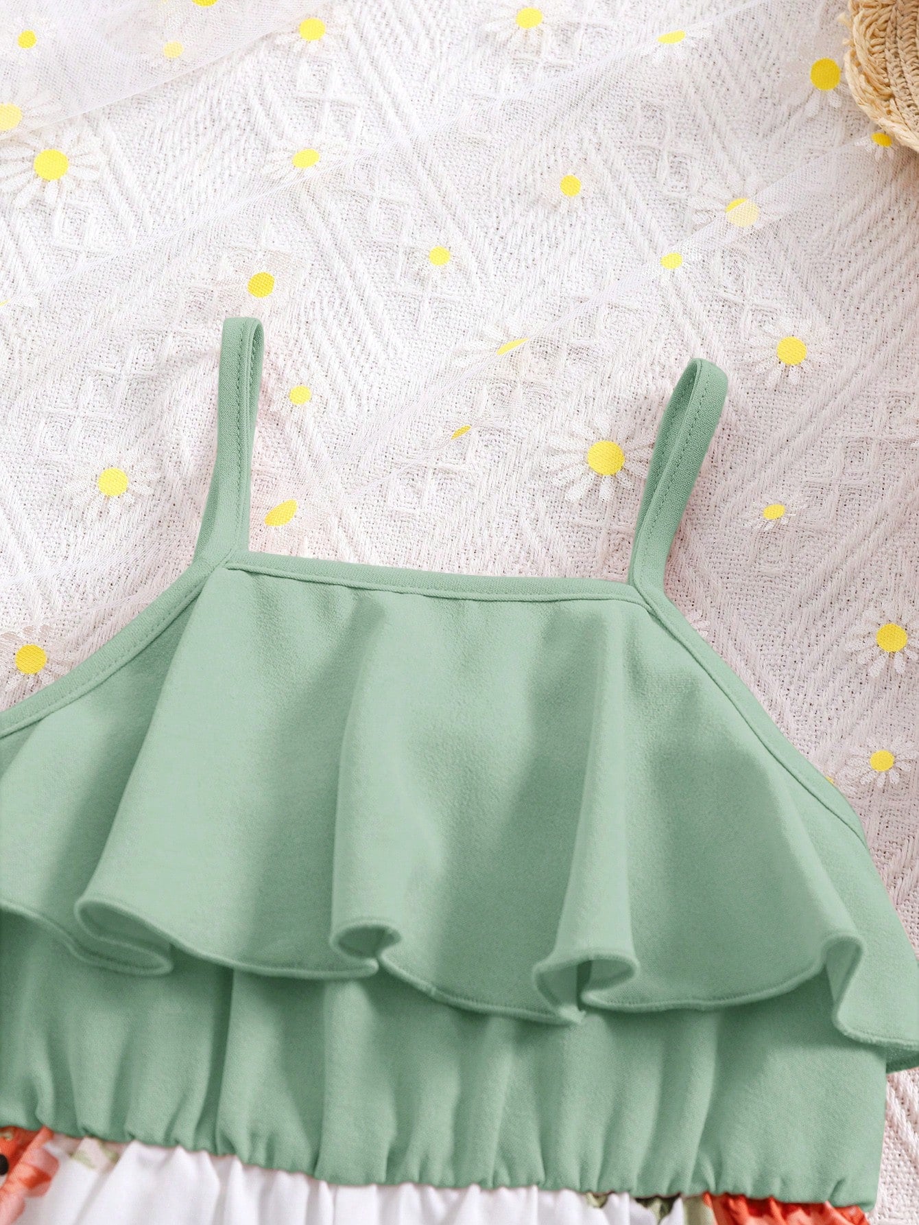 Baby Girl Cute Floral Print Sleeveless Jumpsuit, Summer