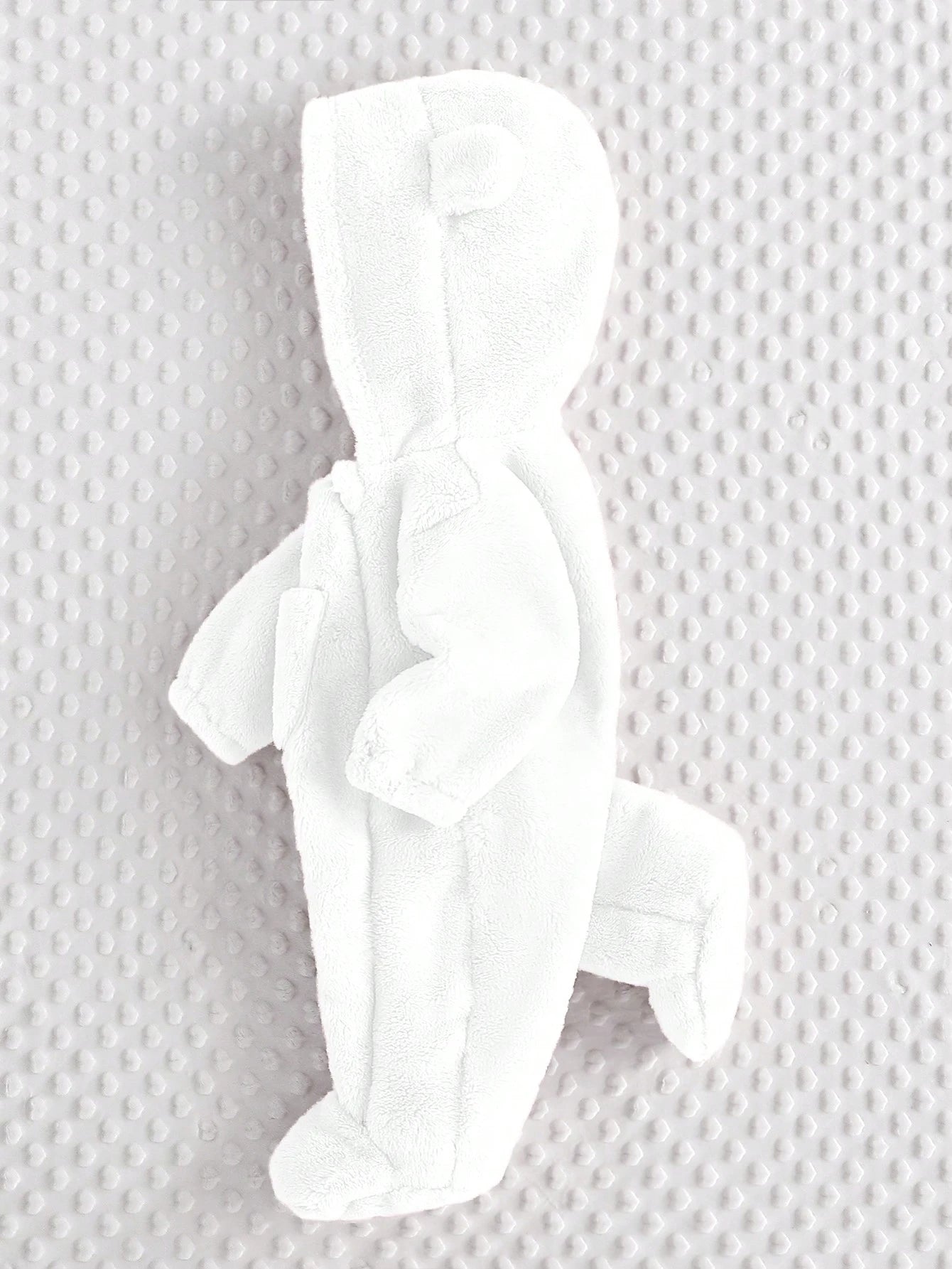 Baby Girl Fluffy Ear Pocket Hooded Long Sleeve Pajama Romper, Warm & Soft Comfortable Elegant Simple Pink Jumpsuit Loungewear