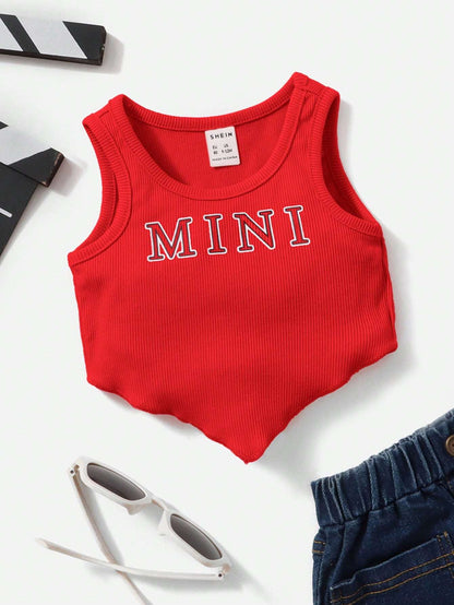 Baby Girl Letter Graphic Bandana Hem Tank Top