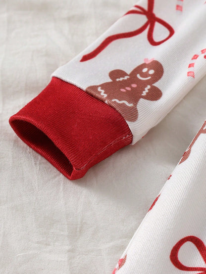 Baby Girl Sweet Cute Elegant Casual Daily Comfortable Soft Skin-Friendly Knitted High Elasticity Tight-Fitting Fabric Multi-Color Cloud Animal Cow Donut Cake Dessert Cartoon Pattern Print Long Sleeve