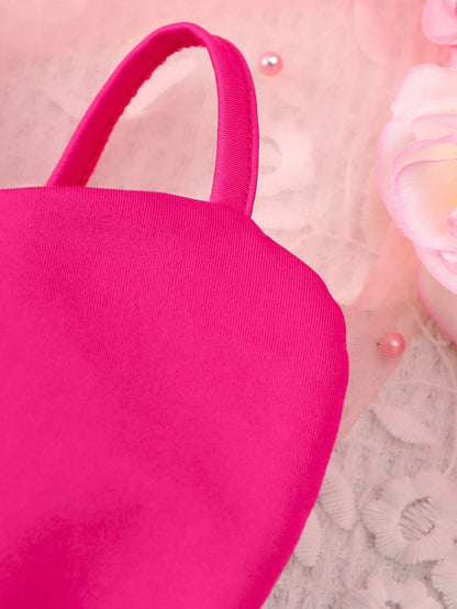 Baby Girls Cute Pink Heart Shaped Spaghetti Strap Bell-Bottom Jumpsuit Summer First Birthday Performance Wedding Party Outdoor Activity Outfit