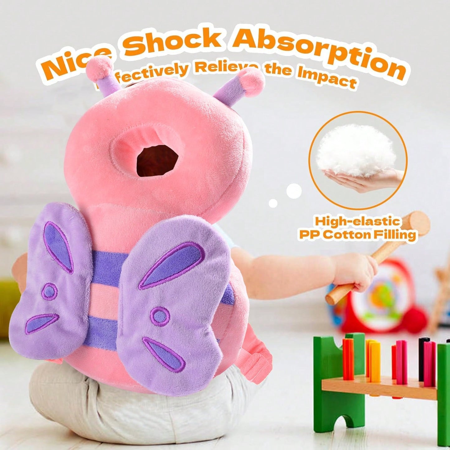 Baby Head Protector Pad Safety Pad For Walking & Crawling,Toddlers Head Safety Adjustable Back-Pack