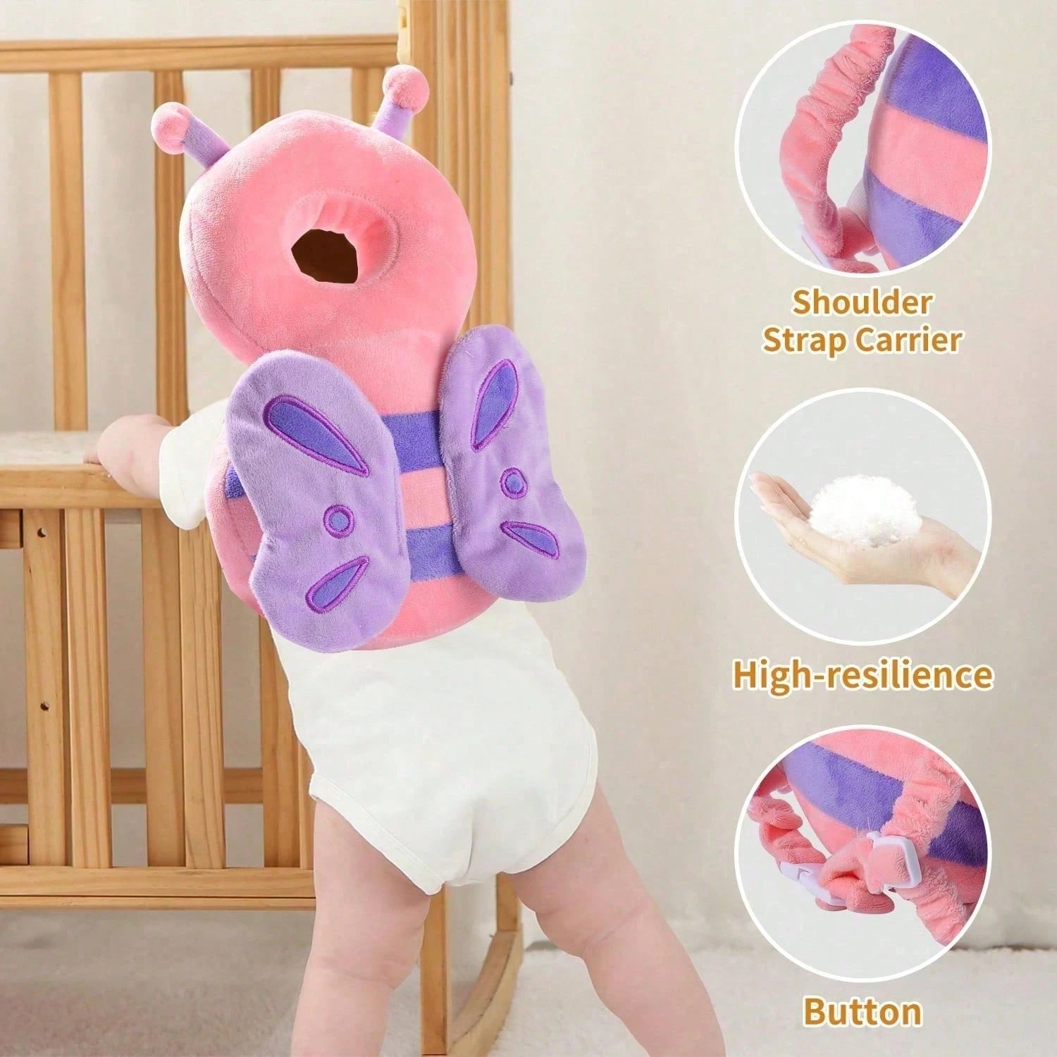 Baby Head Protector Pad Safety Pad For Walking & Crawling,Toddlers Head Safety Adjustable Back-Pack