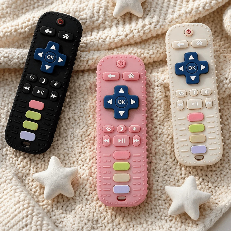 Baby Silicone Teether For 0+ Months Babies, Remote Control Shape Teething Toy, Soft Chew Toy For Gum Relief, Sensory, Grasp Training & Bath Play