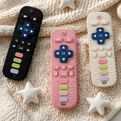 Baby Silicone Teether For 0+ Months Babies, Remote Control Shape Teething Toy, Soft Chew Toy For Gum Relief, Sensory, Grasp Training & Bath Play