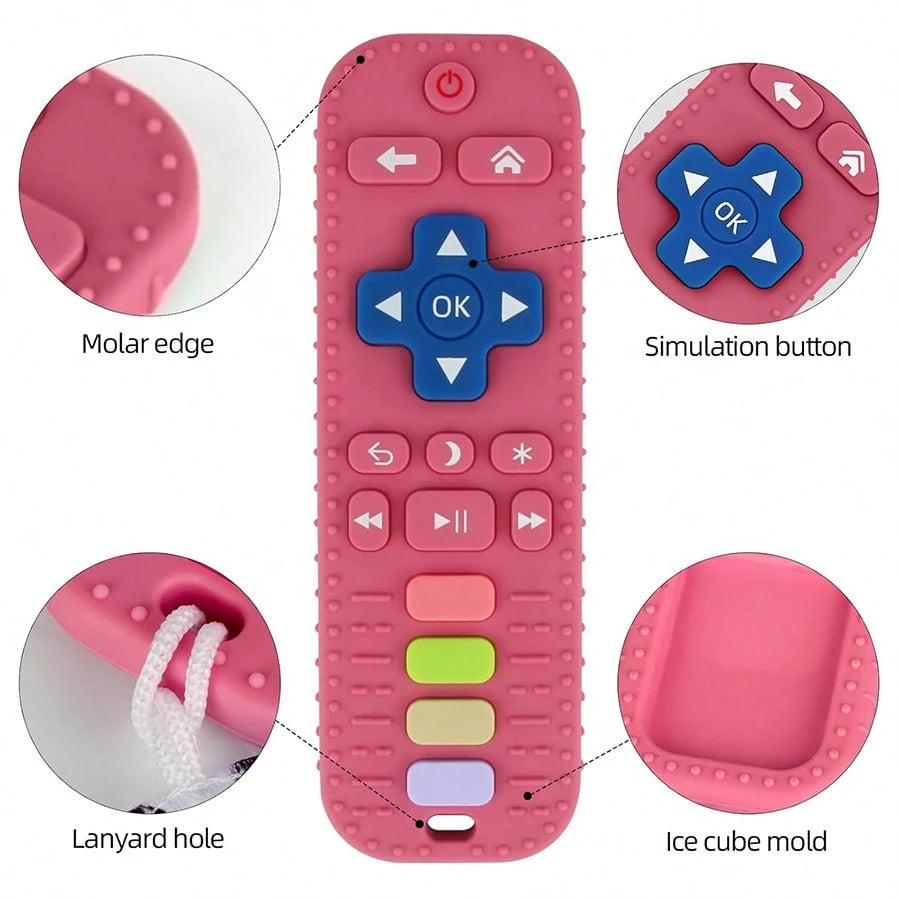 Baby Silicone Teether For 0+ Months Babies, Remote Control Shape Teething Toy, Soft Chew Toy For Gum Relief, Sensory, Grasp Training & Bath Play
