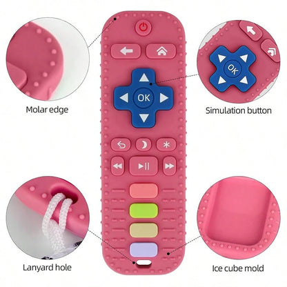Baby Silicone Teether For 0+ Months Babies, Remote Control Shape Teething Toy, Soft Chew Toy For Gum Relief, Sensory, Grasp Training & Bath Play