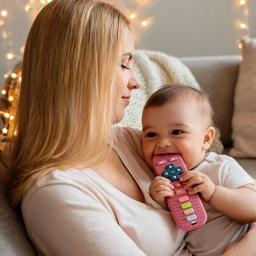 Baby Silicone Teether For 0+ Months Babies, Remote Control Shape Teething Toy, Soft Chew Toy For Gum Relief, Sensory, Grasp Training & Bath Play