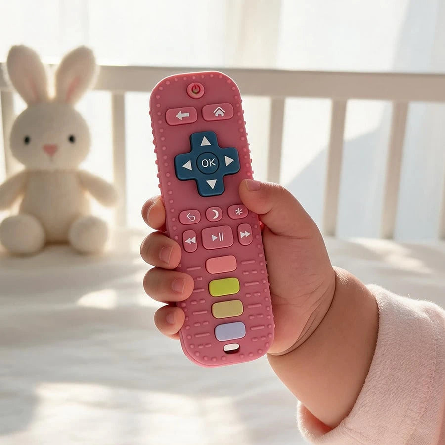Baby Silicone Teether For 0+ Months Babies, Remote Control Shape Teething Toy, Soft Chew Toy For Gum Relief, Sensory, Grasp Training & Bath Play