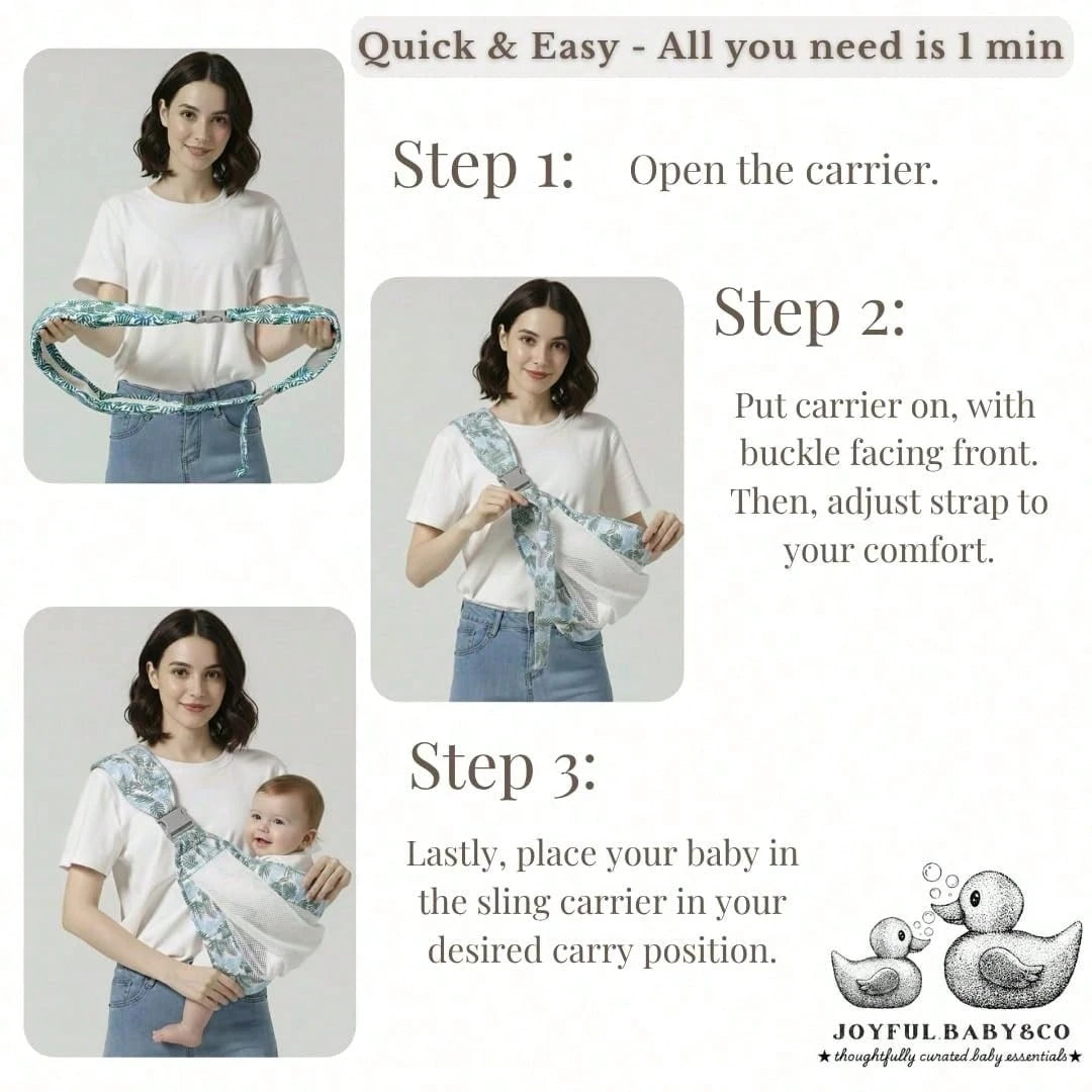 Baby Sling Carrier, 28-40 Lbs – Baby Travel Essential, Adjustable Mesh Sling With Secure Safety Buckle & Comfortable Hold With One Hand Support