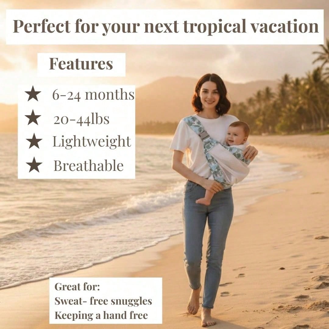 Baby Sling Carrier, 28-40 Lbs – Baby Travel Essential, Adjustable Mesh Sling With Secure Safety Buckle & Comfortable Hold With One Hand Support