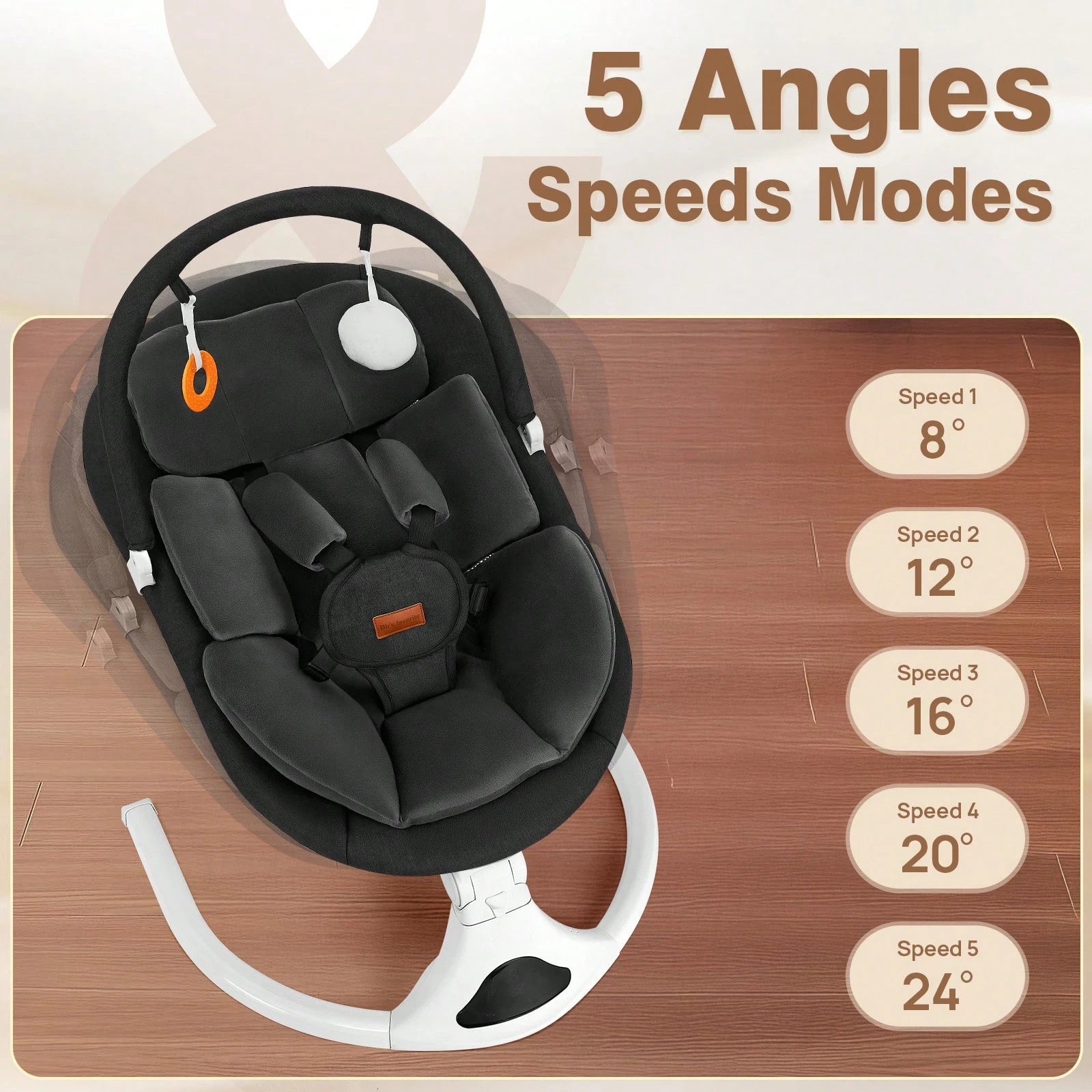 Baby Swings For Infants To Toddler, Electric Baby Swing With Remote, 5 Speeds, Bluetooth & Safety Lock For Newborns Up To 20 Lbs (Black)