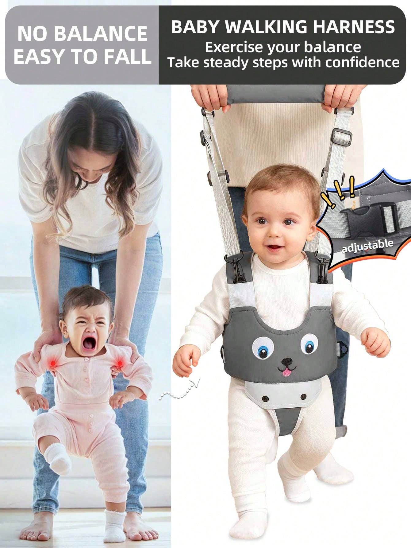 Baby Walking Assistant Harness- Handheld Child Walking Aid- Infant Toddler Walking Harness Leash- Children Baby Walking Learning Support Training Tool- Suitable For 7-24 Months Old Kids