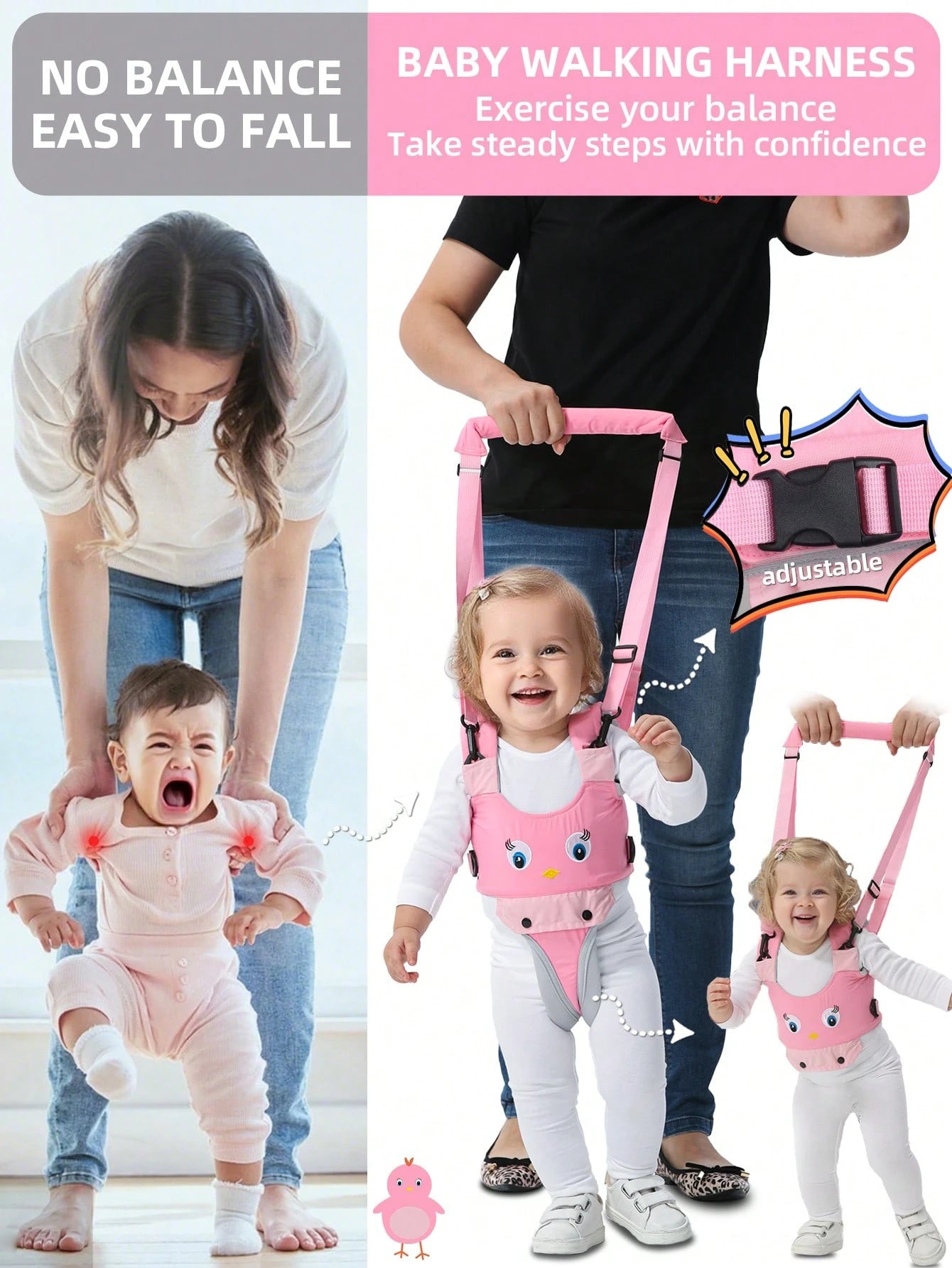 Baby Walking Assistant Harness- Handheld Child Walking Aid- Infant Toddler Walking Harness Leash- Children Baby Walking Learning Support Training Tool- Suitable For 7-24 Months Old Kids