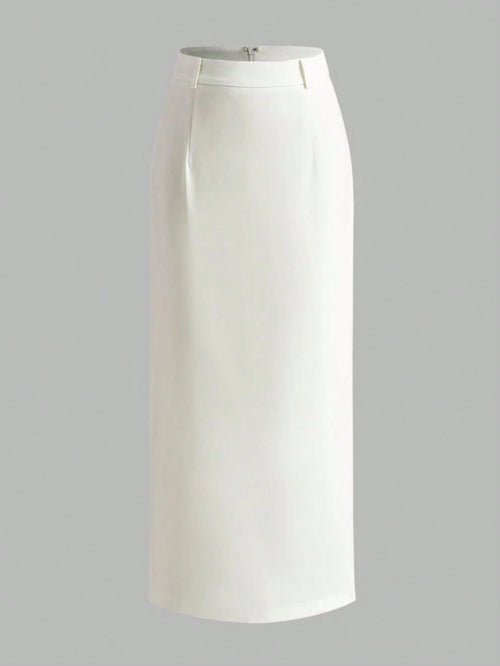 Back To School Autumn White Premium Bodycon Professional Straight Suit Skirt