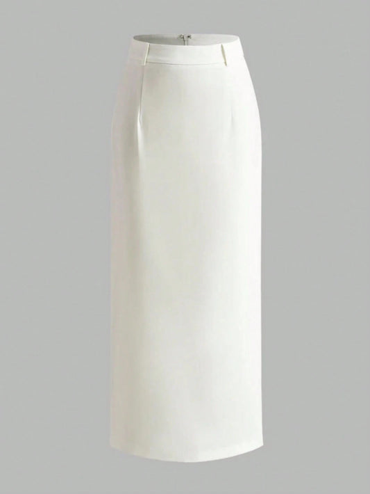 Back To School Autumn White Premium Bodycon Professional Straight Suit Skirt