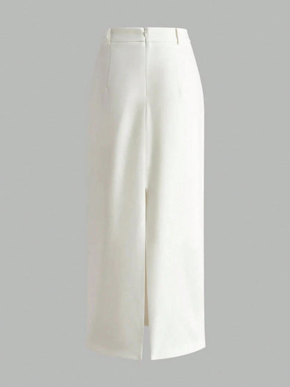 Back To School Autumn White Premium Bodycon Professional Straight Suit Skirt