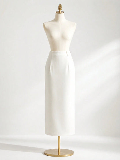 Back To School Autumn White Premium Bodycon Professional Straight Suit Skirt