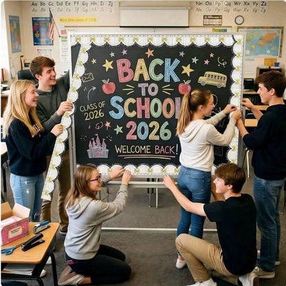 "Back-To-School" Scalloped-Edge Bulletin Board Border Roll (1 Roll) – Teacher Supplies; Features A Bow Pattern; Suitable For Decorating Classroom Walls And Doorways, Or For DIY Party Decorations.