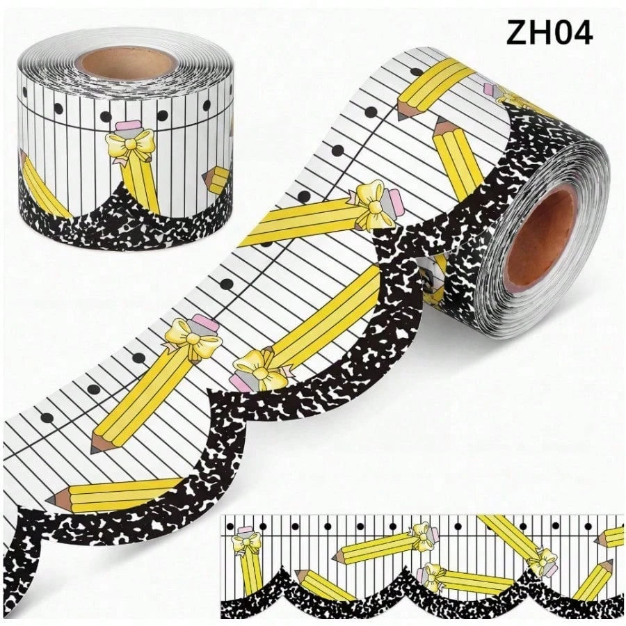 "Back-To-School" Scalloped-Edge Bulletin Board Border Roll (1 Roll) – Teacher Supplies; Features A Bow Pattern; Suitable For Decorating Classroom Walls And Doorways, Or For DIY Party Decorations.