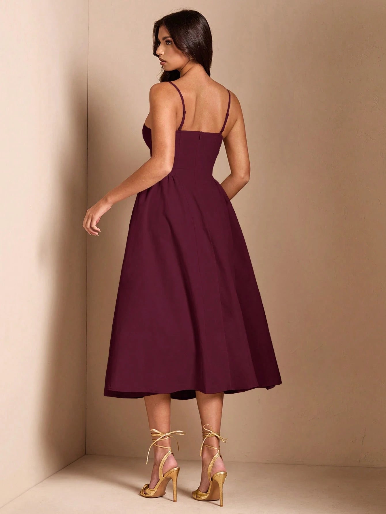 BAE Elegant Women's Spaghetti Strap Long Puff Dress, Suitable For Daily Dates, Outings, Nightclubs, Parties, Autumn Season,Summer Dresses For Women,Dresses For Women Summer