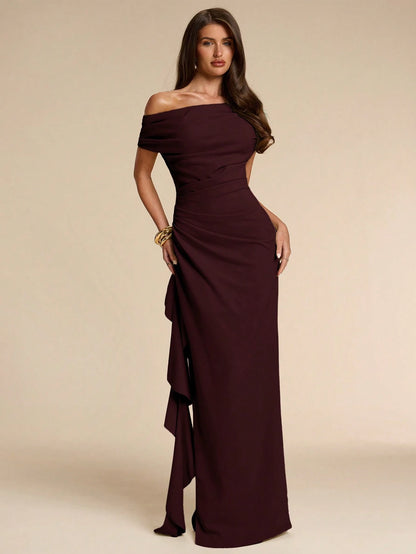 BAE Summer Sage Green One-Shoulder Ruffle Dress, Elegant Dress, Wedding Guest Dress