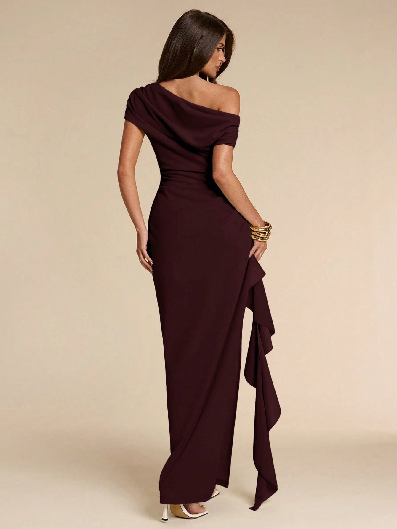 BAE Summer Sage Green One-Shoulder Ruffle Dress, Elegant Dress, Wedding Guest Dress