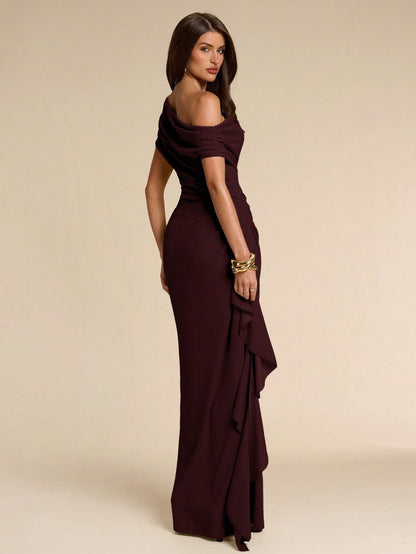 BAE Summer Sage Green One-Shoulder Ruffle Dress, Elegant Dress, Wedding Guest Dress