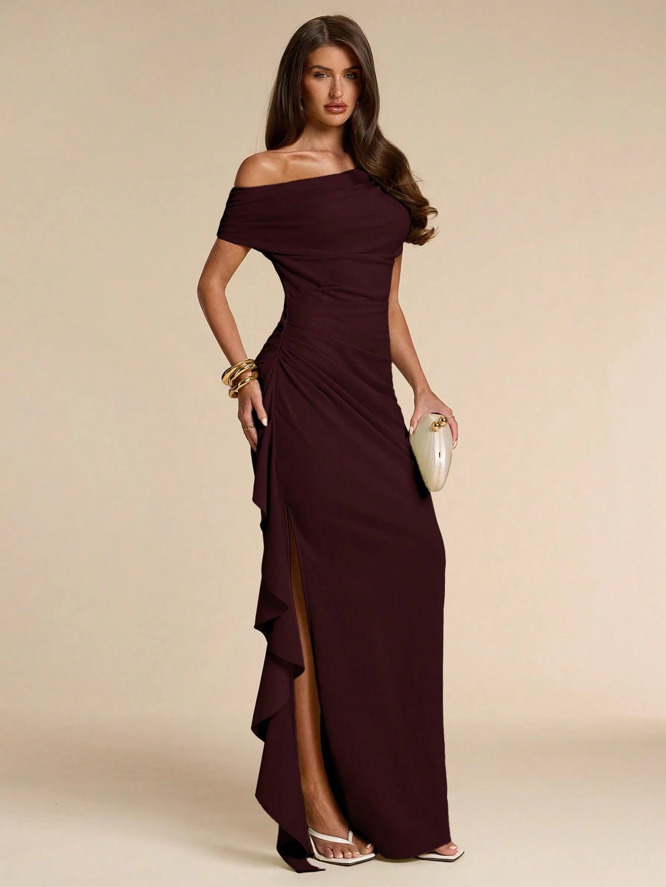 BAE Summer Sage Green One-Shoulder Ruffle Dress, Elegant Dress, Wedding Guest Dress