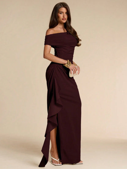 BAE Summer Sage Green One-Shoulder Ruffle Dress, Elegant Dress, Wedding Guest Dress