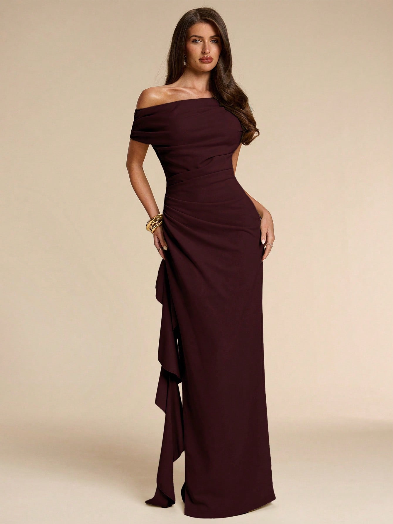 BAE Summer Sage Green One-Shoulder Ruffle Dress, Elegant Dress, Wedding Guest Dress