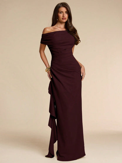 BAE Summer Sage Green One-Shoulder Ruffle Dress, Elegant Dress, Wedding Guest Dress