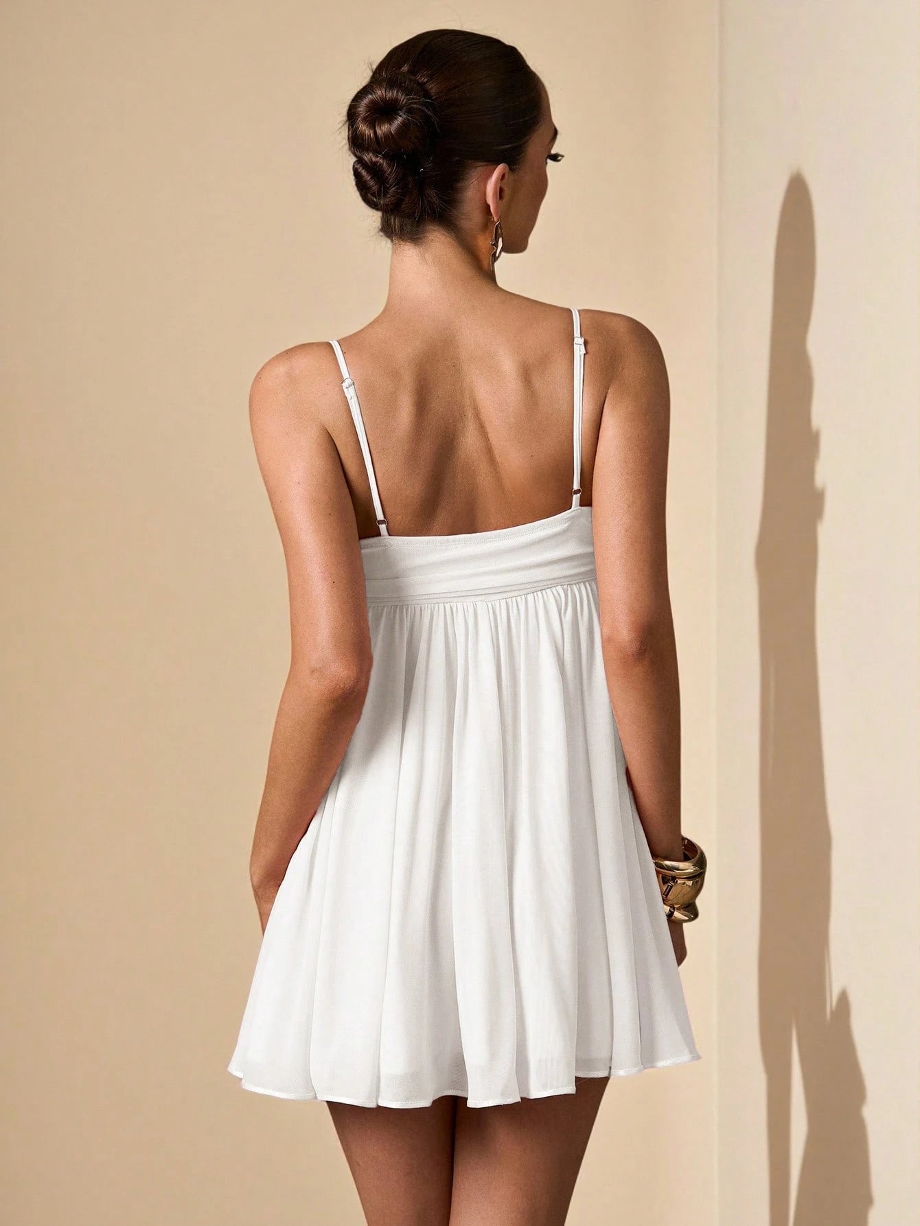 BAE Women's Elegant White Summer Mini Dress,Sleeveless Spaghetti Strap Solid Sweet Cute Sundress,Suitable For Holiday,Vacation, Dates & Parties
