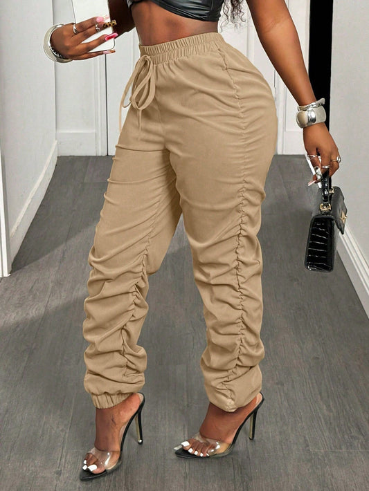 BamGleam Women's Pleated Cuffed Jogger Pants Fall Cloth For Women