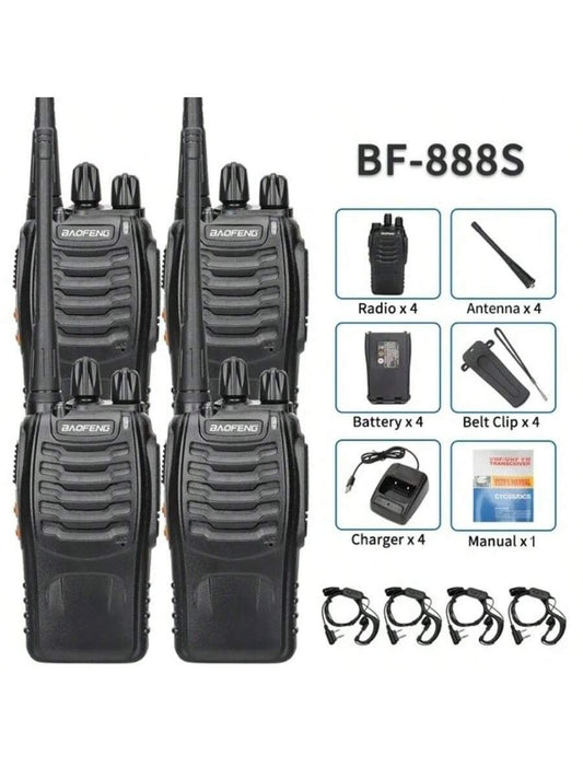 Baofeng 2/4/6Pcs BF 888S Walkie Talkie UHF 400 470MHz Long Range Two Way Ham Radios Transceiver For Hunting Hotel