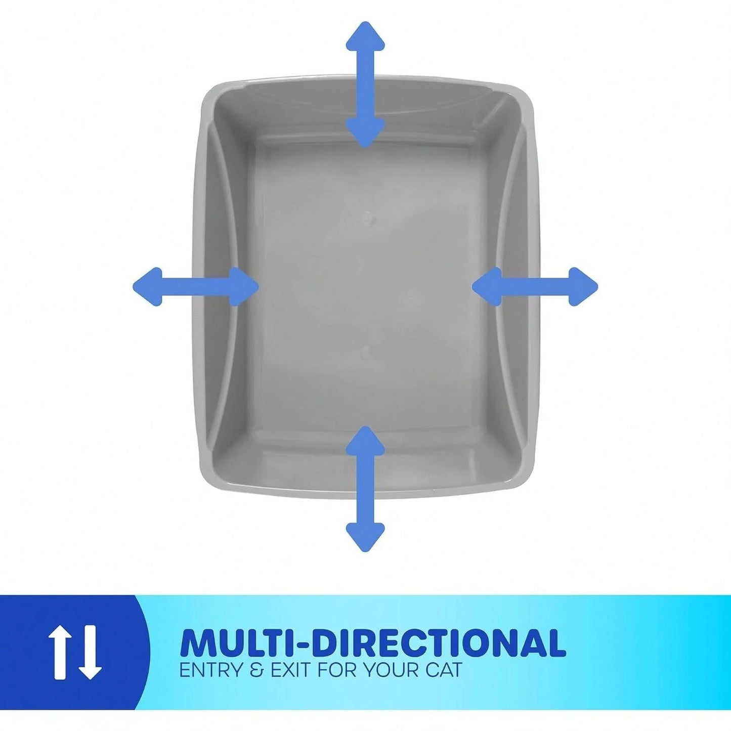 Basic Open Cat Litter Pan, Multidirectional Easy To Clean Plastic Litter Box, Gray, Made In USA, 14" X 10.5" X 3.5", Small Recommended For Kittens And Small Cats