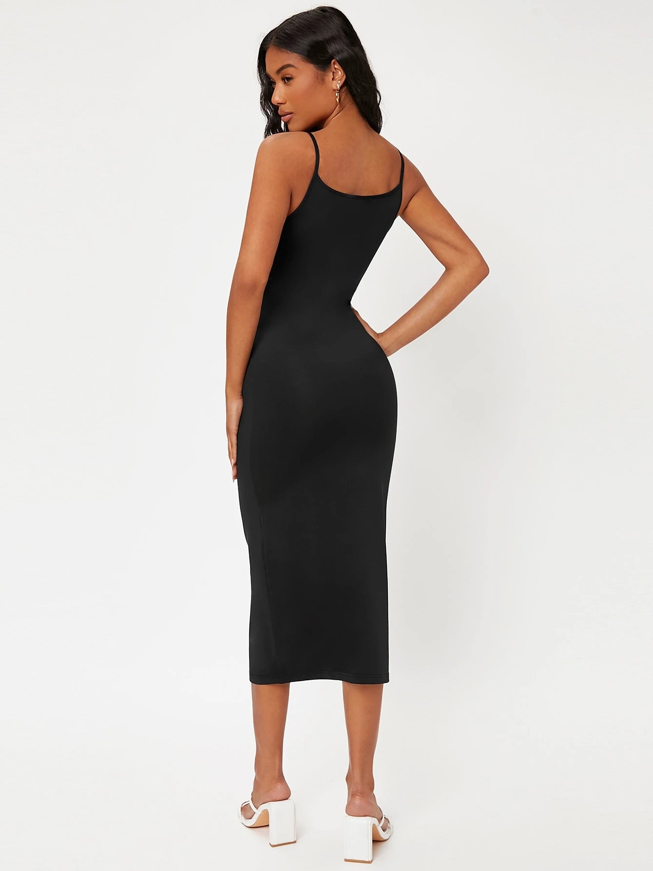 BASICS Solid Form Fitted Slip Casual Dinner Dating Dress/Summer Elegant Summer Outfit For Women