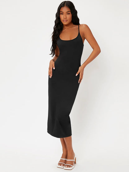 BASICS Solid Form Fitted Slip Casual Dinner Dating Dress/Summer Elegant Summer Outfit For Women