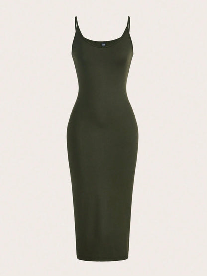 BASICS Solid Form Fitted Slip Casual Dinner Dating Dress/Summer Elegant Summer Outfit For Women