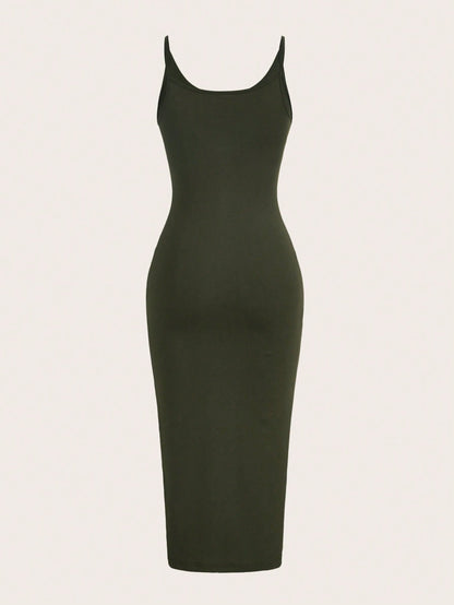 BASICS Solid Form Fitted Slip Casual Dinner Dating Dress/Summer Elegant Summer Outfit For Women