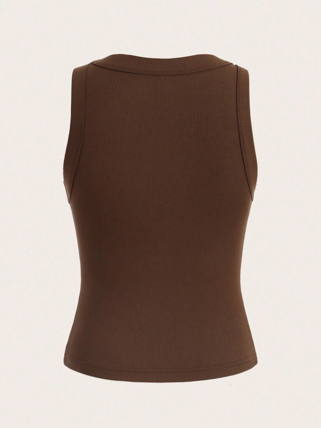 BASICS Solid Ribbed Knit Tank Top/Summer Tops For Women
