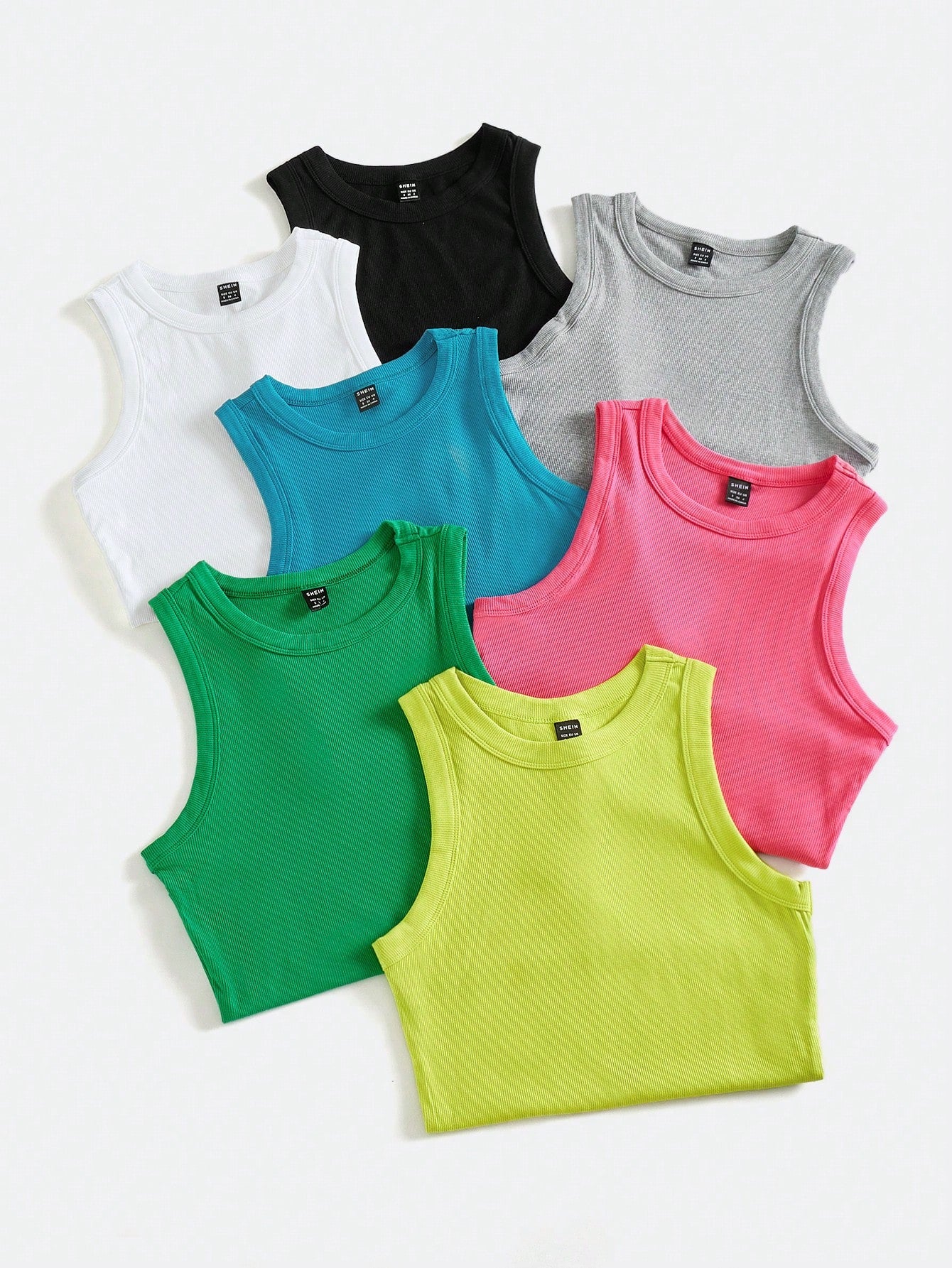 BASICS Solid Ribbed Knit Tank Top/Summer Tops For Women