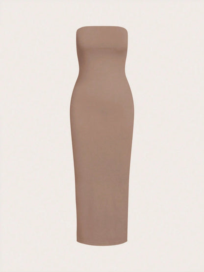 BASICS Women'S Strapless Slim Fit Bodycon Casual Dinner Dress Summer Dresses For Women Summer Dresses