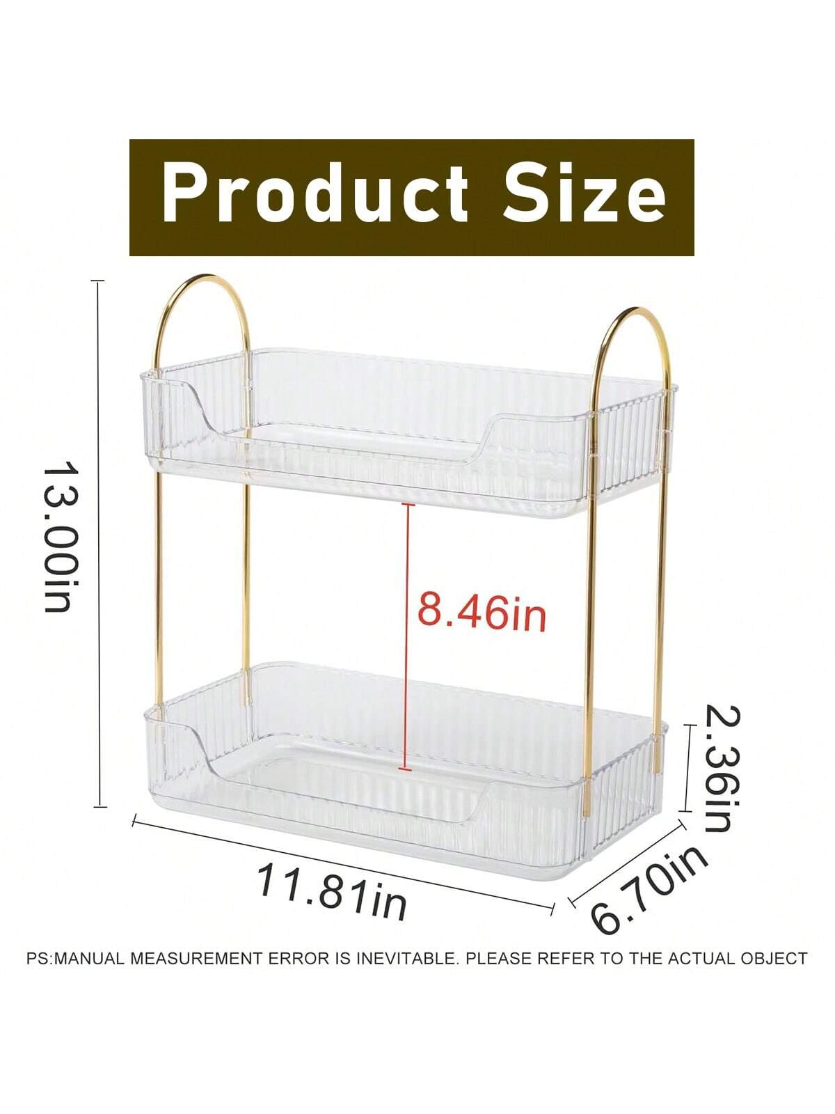 Bathroom Counter Organizer Countertop Shelf, 2 Tiers Plastic Tray Stand, Skincare Organizer Perfume Holder For Dresser, Bathroom Countertop Tray For Cosmetic, Skin Care, Lipstick