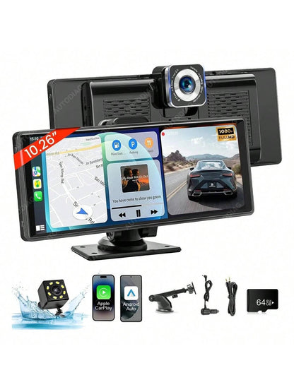 BDQ 10.26 Inch Car Multimedia Video Player Wireless Carplay And Wireless Android Auto Portable Universal Car Monitor Witch Camera