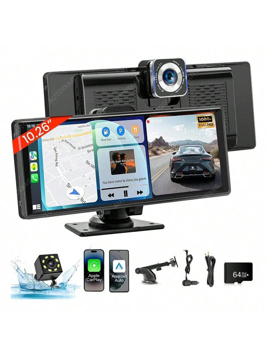 BDQ 10.26 Inch Car Multimedia Video Player Wireless Carplay And Wireless Android Auto Portable Universal Car Monitor Witch Camera