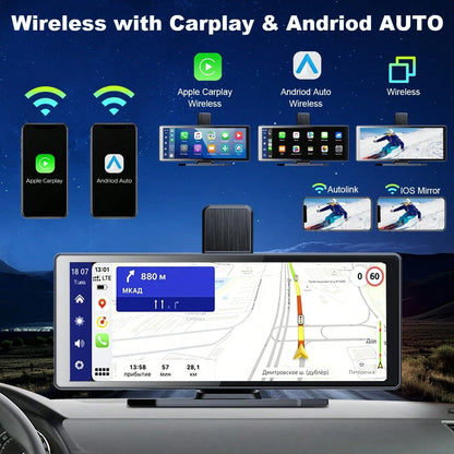 BDQ 10.26 Inch Car Multimedia Video Player Wireless Carplay And Wireless Android Auto Portable Universal Car Monitor Witch Camera